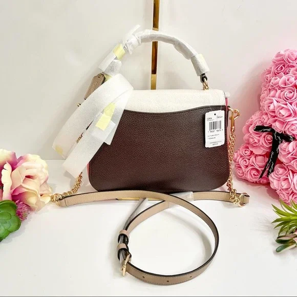 NEW Coach Marlie Top Handle Satchel In Colorblock Chalk Multi C2836